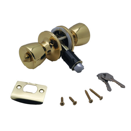 AP PRODUCTS AP Products 013-220 Entrance Door Knob-Knob Lock Set - Polished Brass 013-220